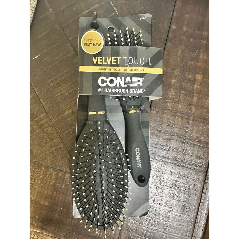 ConAir Black and White Gentle Detangle Hair Brush Duo New